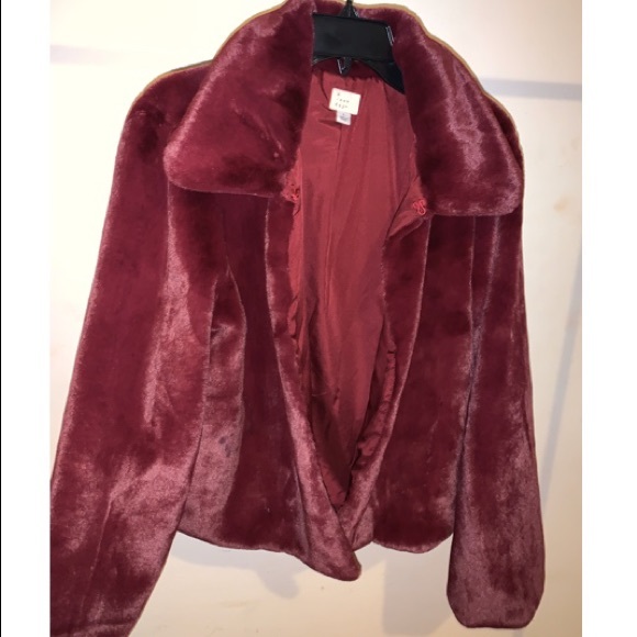 Burgundy Faux fur jacket - Picture 2 of 5